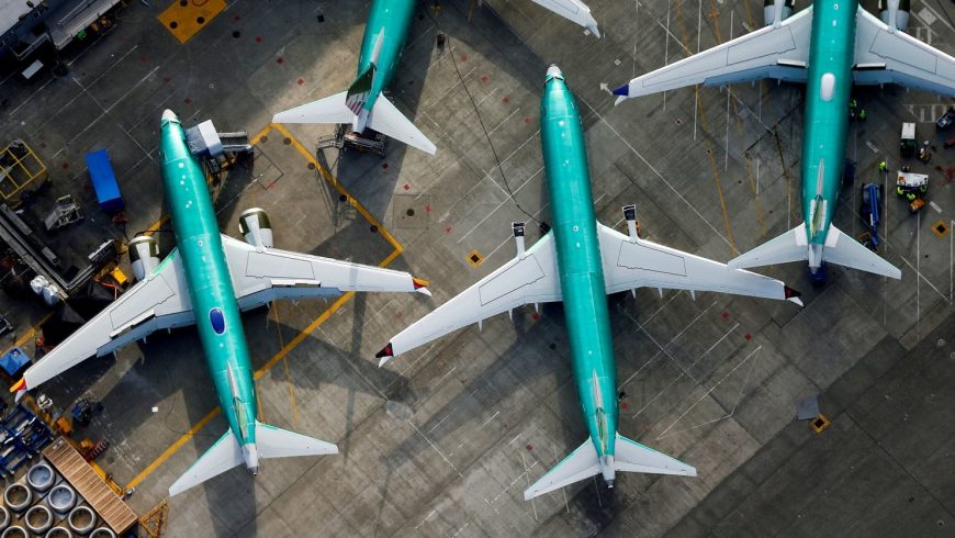 Foto udara memperlihatkan pesawat Boeing 737 MAX diparkir di Pabrik Boeing di Renton, Washington, AS.(Foto: Washington Post)