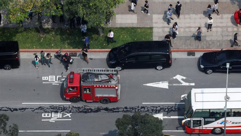 Sebuah jalan utama di pusat kota Taipei terlihat rusak setelah gempa bumi di Taipei (Foto/Reuters/Al Jazeera)