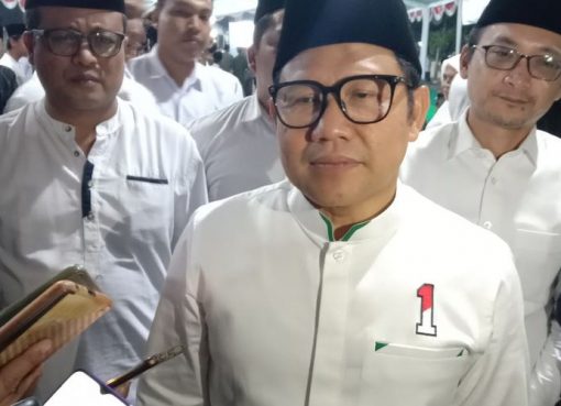 Ketua Umum DPP Partai Kebangkitan Bangsa (PKB) Muhaimin Iskandar, saat menghadiri acara Istighasah dan Doa Bersama untuk Keselamatan Bangsa di Pondok Pesantren Bahrul Ulum Tambakberas, Kabupaten Jombang, Jawa Timur,