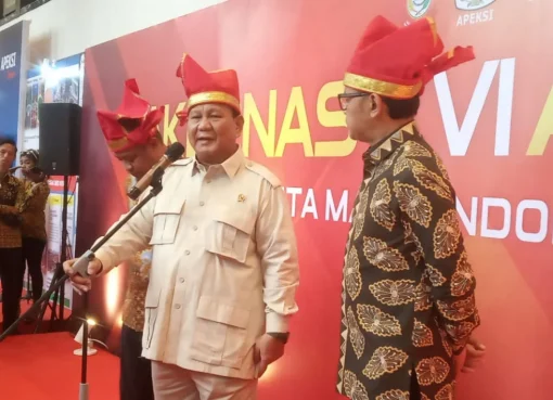 Bakal capres Prabowo Subianto hadiri acara Rakernas Apeksi di Makassar.