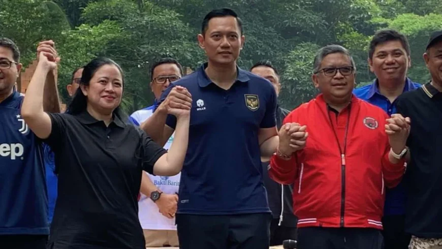 Ketua DPP PDI Perjuangan Puan Maharani bertemu dengan Ketua Umum Partai Demokrat Agus Harimurti Yudhoyono (AHY) di Plataran Hutan Kota Gelora Bung Karno, Jakarta Pusat, Minggu, 18 Juni 2023.