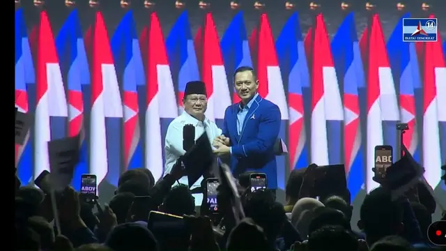 Partai Demokrat resmi mendeklarasikan dukungan kepada Prabowo Subianto sebagai capres di Pilpres 2024. Deklarasi ini digelar di Gedung JCC, Jakarta, Kamis (21/9/2023).