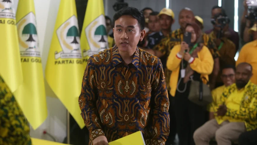 Gibran Rakabuming Raka saat didukung jadi Cawapres Prabowo di Rapimnas Golkar.