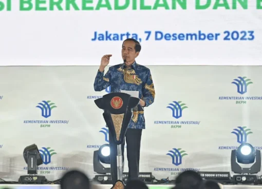 Presiden Jokowi di acara Rakornas Investasi 2023.