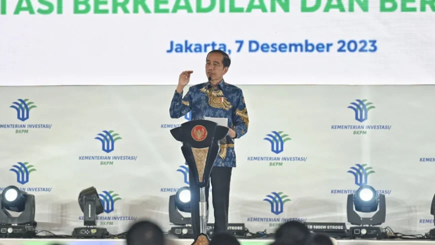 Presiden Jokowi di acara Rakornas Investasi 2023.