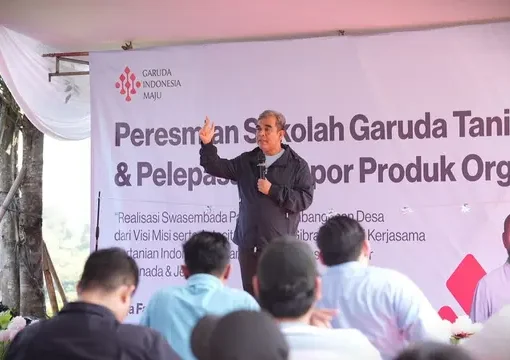 Sekjen Gerindra sekaligus Dewan Pembina Relawan Garuda Indonesia Maju (GIM), Ahmad Muzani meresmikan kerjasama pertanian Indonesia-Jepang untuk Sekolah Garuda Tani.